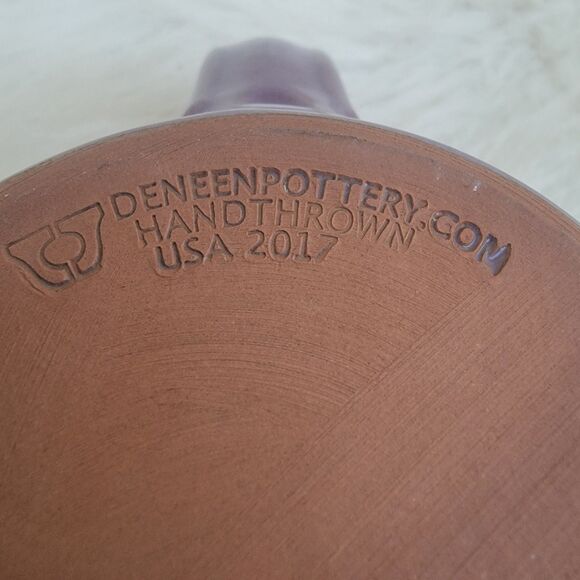Deneen Pottery Mug Purple Drip Glaze Cup Over Easy Cafe Sanibel Island Florida - Picture 3 of 5